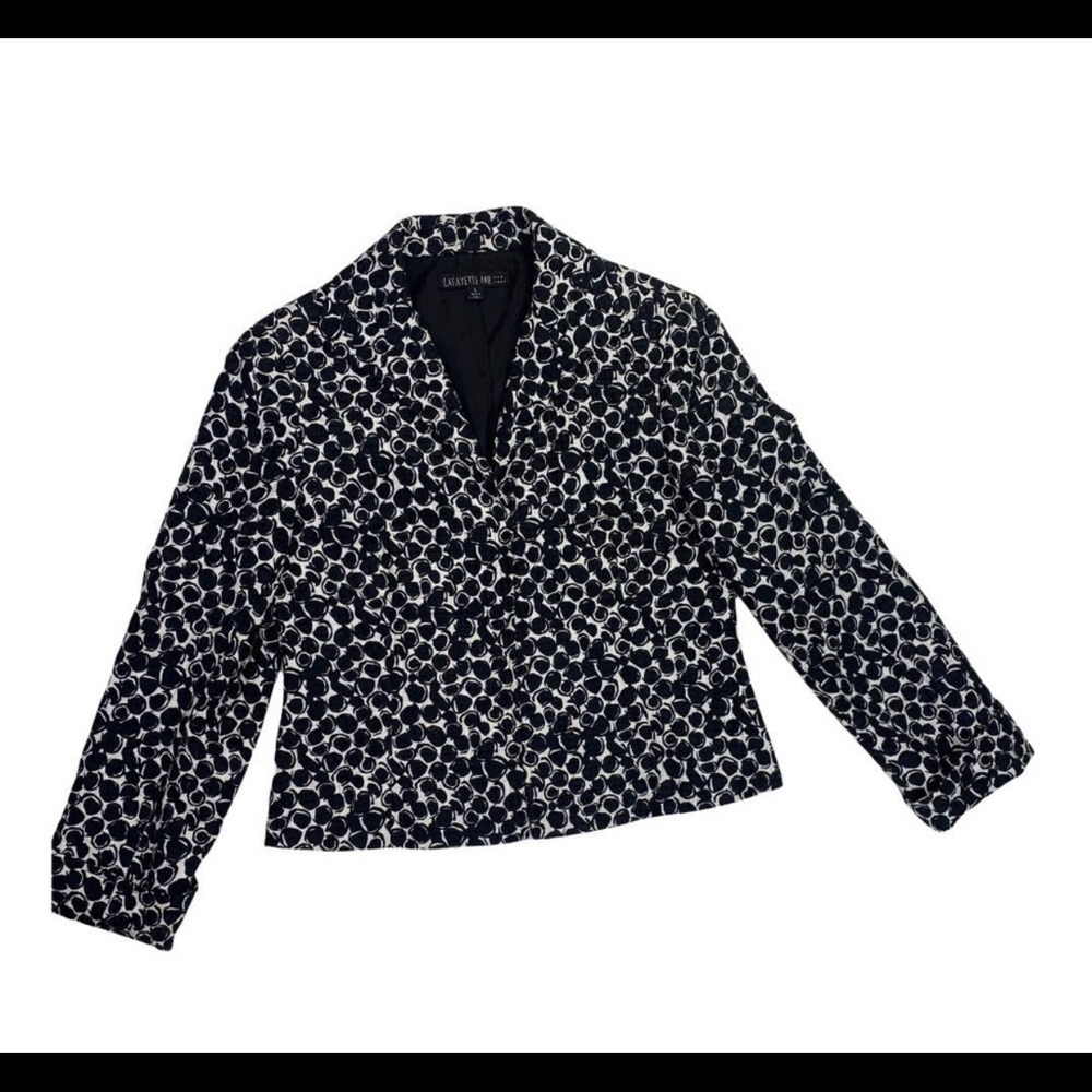 LAFAYETTE 148 Blazer black white  Print Silk Viscose Lined Womens sz 6 coat